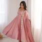 Rust Sequin Flared Gown
