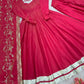 Embroidered Roman Simmer Silk Anarkali Suit Set with Dupatta