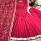 Embroidered Roman Simmer Silk Anarkali Suit Set with Dupatta
