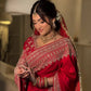 Crimson Bridal Sequin Saree With Dupatta
