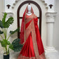 Crimson Bridal Sequin Saree With Dupatta