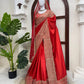 Crimson Bridal Sequin Saree With Dupatta