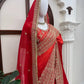 Crimson Bridal Sequin Saree With Dupatta