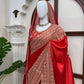Crimson Bridal Sequin Saree With Dupatta