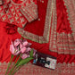 Crimson Bridal Sequin Saree With Dupatta