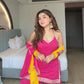 Magenta Mirror Lace Sharara Set