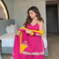 Magenta Mirror Lace Sharara Set