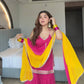 Magenta Mirror Lace Sharara Set
