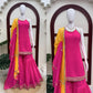 Magenta Mirror Lace Sharara Set