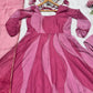 Salmon Pink Organza Foil Work Anarkali Gown Set with Dupatta