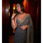 Designer Fox Georgette Saree with Katdana and Real Mirror Work for Wedding Festive Party Wear Looks