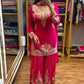 Luxury Chinnon Silk Embroidered Suit Set with Palazzo & Dupatta