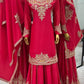 Luxury Chinnon Silk Embroidered Suit Set with Palazzo & Dupatta