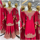 Luxury Chinnon Silk Embroidered Suit Set with Palazzo & Dupatta
