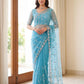 Sequin Vine Embroidered Net Saree
