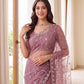 Sequin Vine Embroidered Net Saree