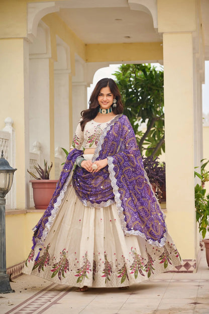 Embroidered Tissue Silk Festival Lehenga Choli