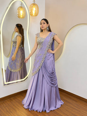 Sequin Embroidered Drape Lehenga