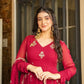 Designer Faux Georgette Embroidered Anarkali Gown Set