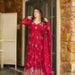 Designer Faux Georgette Embroidered Anarkali Gown Set