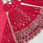 Designer Faux Georgette Embroidered Anarkali Gown Set