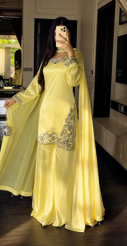 Elegant Crepe Silk Sharara Set for Festive and Party Wear