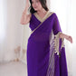 Shop Ready to Wear Georgette Saree with Lace Border and Mirror Pallu for Party Festive Wear