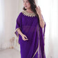 Shop Ready to Wear Georgette Saree with Lace Border and Mirror Pallu for Party Festive Wear