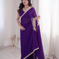Shop Ready to Wear Georgette Saree with Lace Border and Mirror Pallu for Party Festive Wear