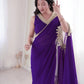 Shop Ready to Wear Georgette Saree with Lace Border and Mirror Pallu for Party Festive Wear