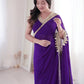Shop Ready to Wear Georgette Saree with Lace Border and Mirror Pallu for Party Festive Wear