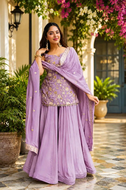 Lilac Sequin Zari Sharara Set
