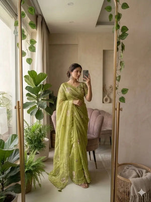 Beaded Floral Butta Saree