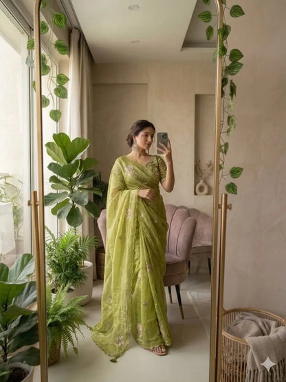Beaded Floral Butta Saree