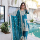 Embroidered Fendi Silk Kurta Pant Set with Dupatta