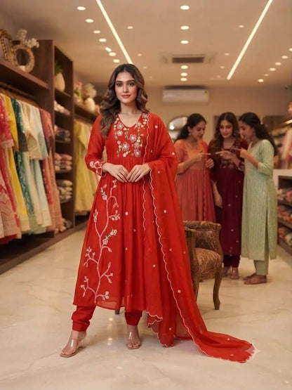 Floral Vine Chanderi Suit