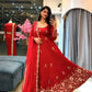 Red Floral Sequin Anarkali Gown