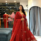 Red Floral Sequin Anarkali Gown