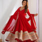 Red Vichitra Silk Anarkali Gown