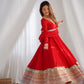 Red Vichitra Silk Anarkali Gown
