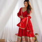 Red Vichitra Silk Anarkali Gown