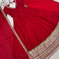 Red Vichitra Silk Anarkali Gown