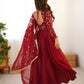 Embroidered Crunchy Silk Anarkali Suit Set with Dupatta