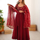 Embroidered Crunchy Silk Anarkali Suit Set with Dupatta