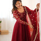 Embroidered Crunchy Silk Anarkali Suit Set with Dupatta