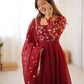 Embroidered Crunchy Silk Anarkali Suit Set with Dupatta