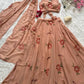 Georgette Handpainted Lehenga Set with Draped Dupatta Blouse