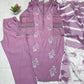 Embroidered Roman Silk Kurti Pant Set with Printed Silver Chiffon Dupatta