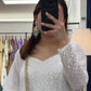 Off-White Sequined Blooming Anarkali Gown Set with Dupatta