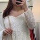 Off-White Sequined Blooming Anarkali Gown Set with Dupatta